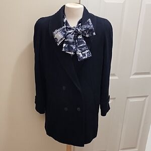 Alorna Dark Blue Wool Coat With Scarf